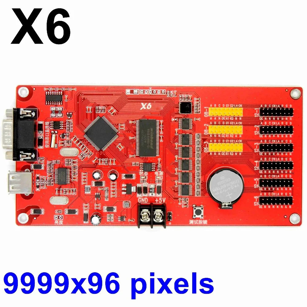 

Kaler X6 USB control card 9999x96 pixel infinite width led moving text display screen U disk led controller with 6*hub12 ports