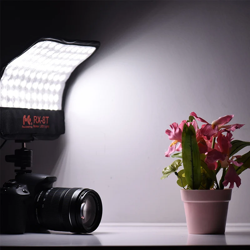 FalconEyes светодиодная тканевая Лампа 5600 K, светильник для фотосъемки, Портативный Гибкий студийный видео-светильник, RX-8T для камеры с диффузором