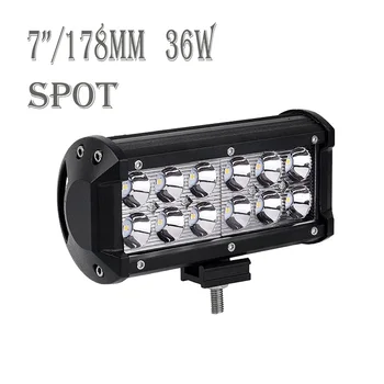 

1PC Waterproof LED Light Bar 36W 7inch 178mm Spot/Flood LED Work Lamp Offroad Fog Light