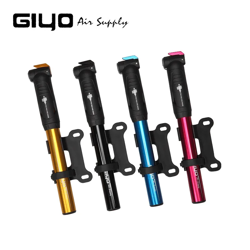 

GIYO Bike Mini Pump MAX 100psi MTB Road Foldable Bicycle Cycling Pump Schrader Valve F/V A/V GP-87E Red Blue Gold Alloy
