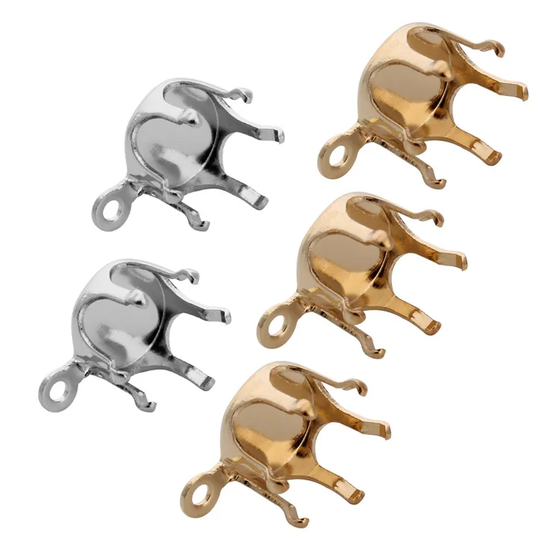 

100pcs/Lot Copper Gold Silver Color Blank Claw Setting Base Clasps 5 6 8 10 12 mm Rhinestone Beads DIY Pendant Findings F5300