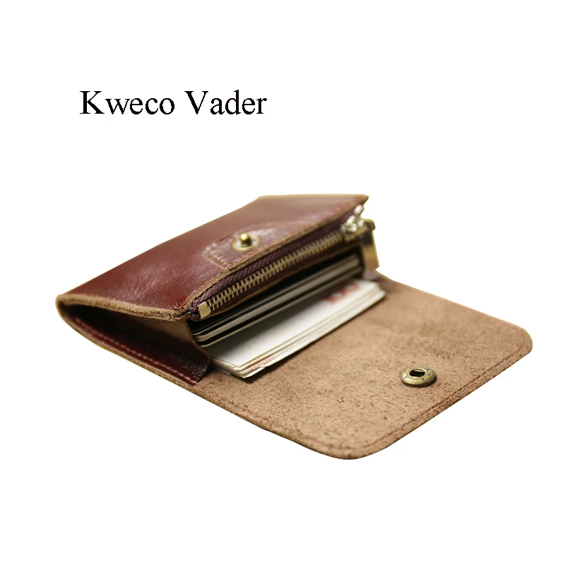 

Kweco Vader Handmade Genuine Leather Card Wallets Mini Wallet Women Men Multi Cardholder Cowhide Credit Card Holder Porte Carte