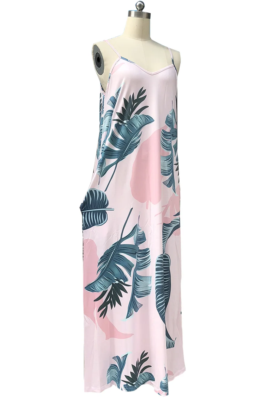 Gladiolus Elegant Long Dresses Bohemian Sundress 2018 Women V-Neck Spaghetti Strap Print Floral Maxi Causal Loose Summer Dress (22)