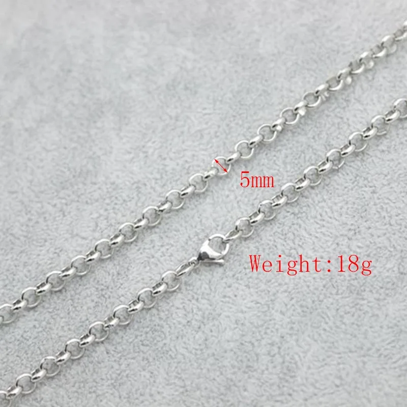 

10pcs New Pattern 316 Stainless Steel 24inch 5mm rolo necklace Chains for lockets Pendant Women Men