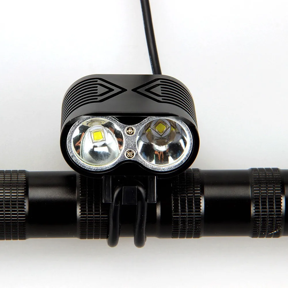 Велосипедный светильник, головной светильник, 4000 люмен, 2x CREE XM-L U2, светодиодный налобный фонарь для велосипеда+ 8,4 в, 6400 мА/ч, аккумулятор+ зарядное устройство+ головной ремень