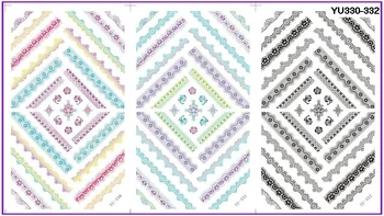 

3 PACK/ LOT WATER TRANSFER DECAL NAIL ART NAIL STICKER FRENCH SMILE FLOWER LACE YU330-332