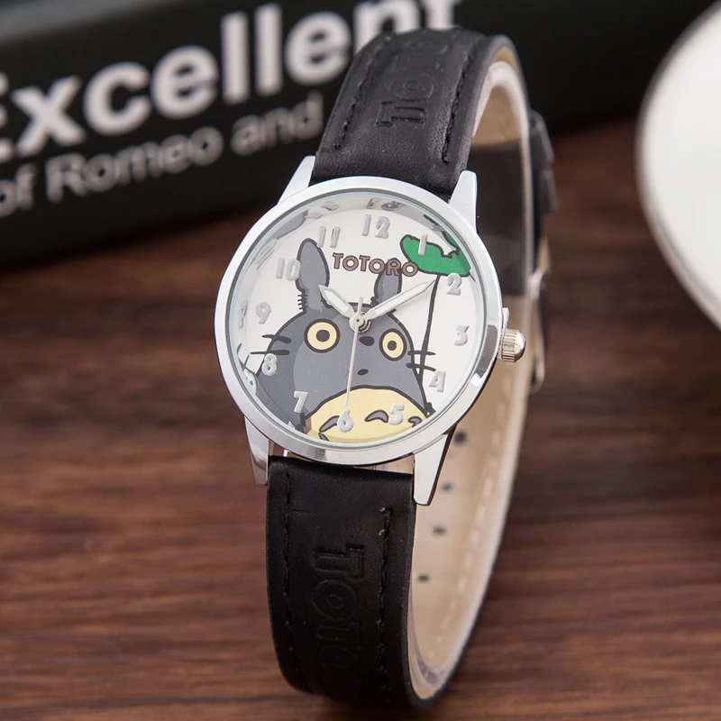 Модные Мультяшные часы Totoro женские повседневные кварцевые с кожаным ремешком