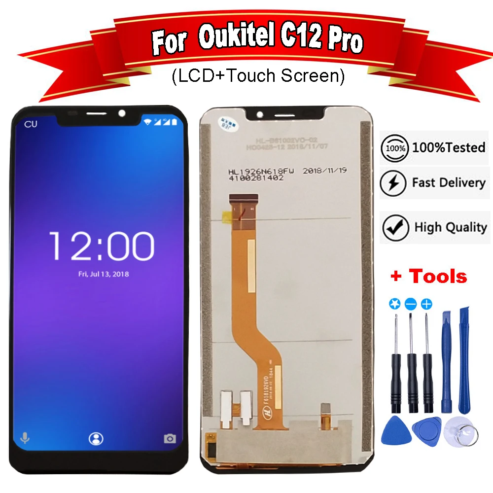 Для OUKITEL C12 PRO ЖК-дисплей+ кодирующий преобразователь сенсорного экрана в сборе ЖК+ сенсорный дигитайзер для C12 PRO+ Инструменты