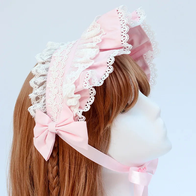 PYJTRL Лолита Милая резинка для волос девушки аксессуары для волос женские обручи головная повязка - Цвет: Розовый
