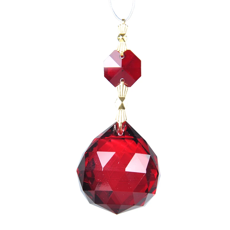 

5pcs/bag 30mm Red Crystal Chandeliers Pendants Beauty Wedding Decor Lighting Hanging Parts Home Ornaments Car Accessories