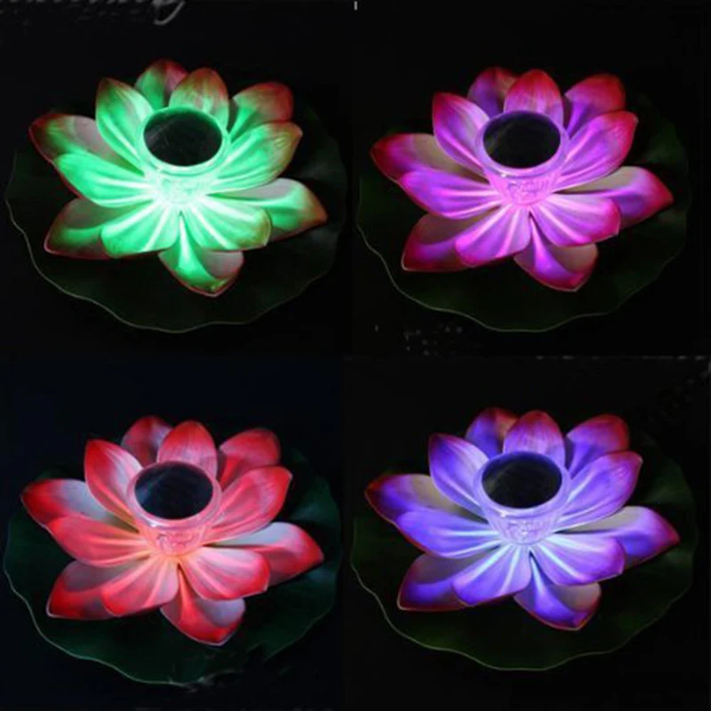 

4pack LED Solar Lotus/Water Lily Lantern Waterproof Float Light Colorful LED Floating Yard Pond Garden Pool wishing Night Light