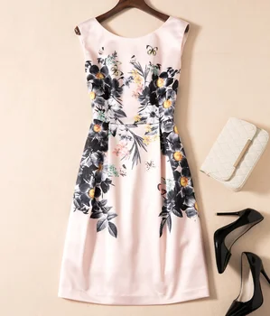 

Women Dress Flower Print Fashion O-Neck Sleeveless Mini Casual Dresses k578