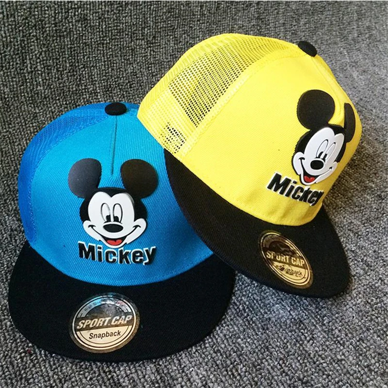 

Children Cartoon Baseball Hat Mouse Mickey Kids Hat Boys and Girls Black White Adjustable Baseball Caps Outdoor Sunscreen Hat