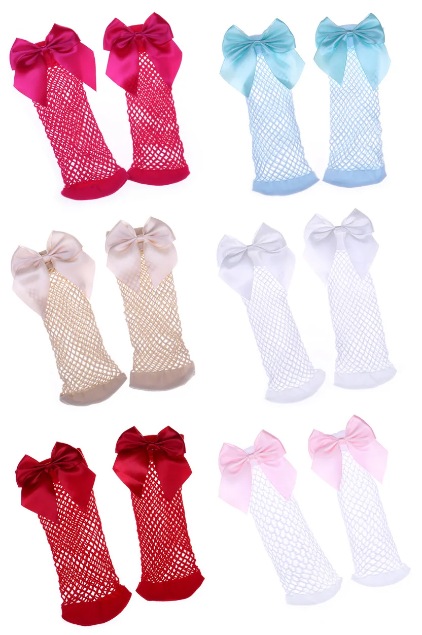 knee socks Chic Streetwear Women's Harajuku Black Breathable Bow knot Fishnet Socks.Sexy Hollow out Mesh Nets Socks Ladies Girl's Bow Sox walking socks womens