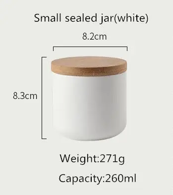 S sealed jar-white 260 мл/800 мл/1000 мл герметичный керамический контейнер для хранения с бамбуковой крышкой контейнер для специй кухонная бутылка для еды кофе чай Caddy - Цвет: S sealed jar-white
