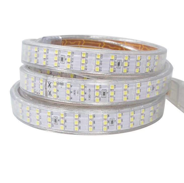 

276Leds/m Three Row LED Strip 2835 220V 240V Waterproof LED Tape Rope Light Warm White Home Decoration Lighting New