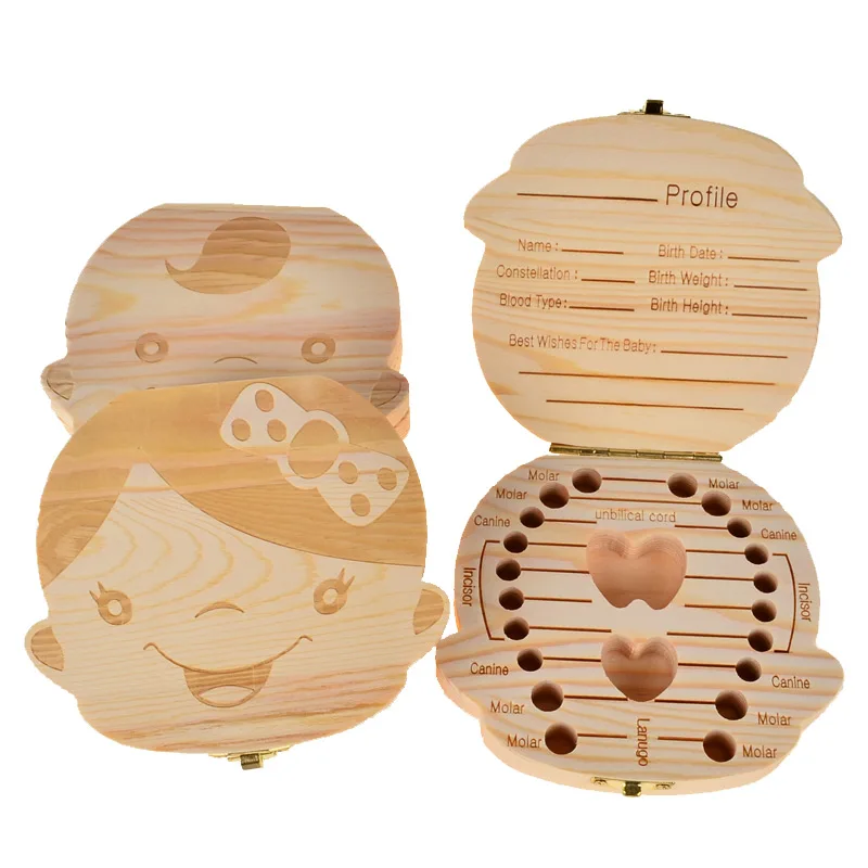 

BOHS Baby Milk Teeth Box Organizer Wood Storage Box Great Gifts 3-6 Years