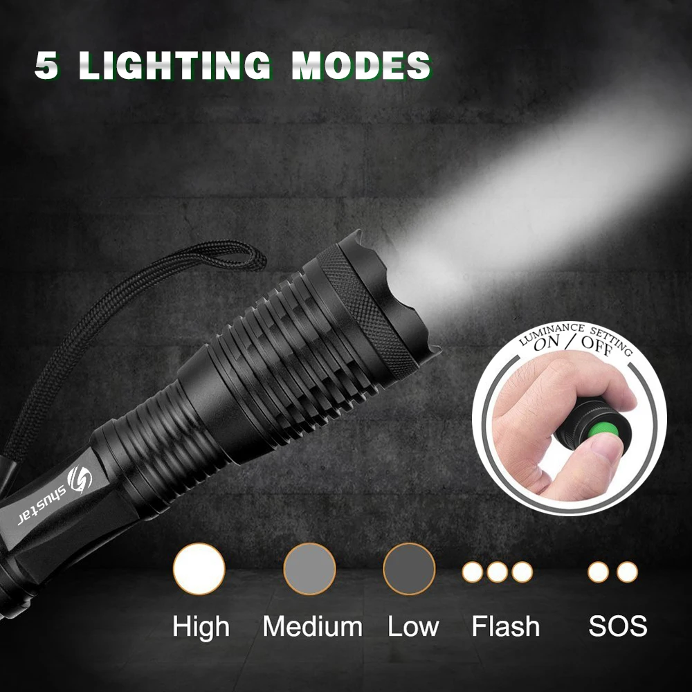 Waterproof bicycle light 5 lighting mode super bright LED flashlight zoom high quality bicycle accessories using 18650 battery