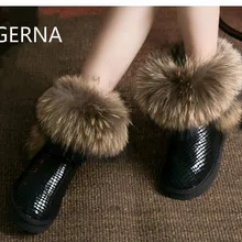 Австралия женские натуральной зимние ботинки с лисьим мехом натуральная кожа женские ботинки женские зимние сапоги