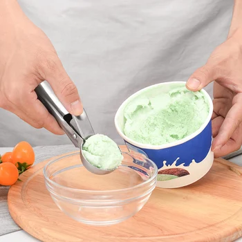 

2 Pcs Stainless Steel Ice Cream Scoop Fruit Ice Ball Maker Candy Bar Accessorizes Icecream Dipper Spoon Kitchen Gadgets
