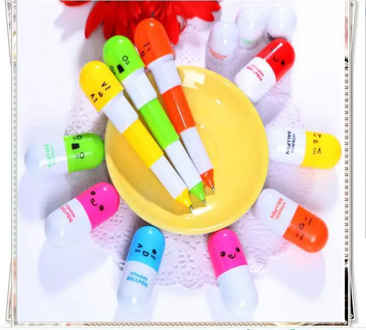 

3Pcs7 color multi-function pill ball ball pen portable telescopic modeling school office supplies gift stationery pen