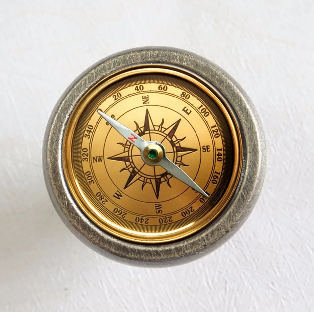Compass Drawer Knobs Antique Bronze / Crystal Dresser Drawer Knobs