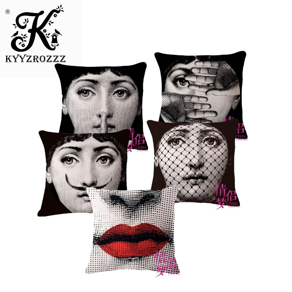

Vintage Fornasetti Art Beauty Face SKULL Custom Made Pillow Cover Black an WHite Pillow Case Pillow Cover Decorative Pillowcase