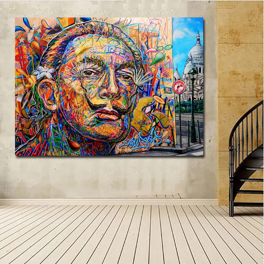 Salvador Dali красочный портрет маслом стены Книги по искусству холст Плакаты печати