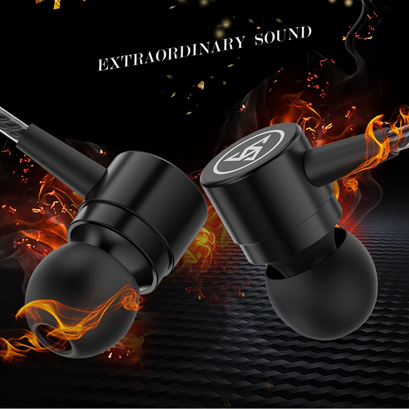 3.5mm in-ear metal earphone line control ear pieceswith wheat ear bass earbuds noise reduction universal mobile phone headset