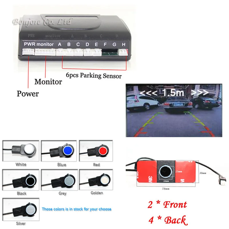 

16MM Original Flat Sensors Car Video Parking Sensor Auto assistance Radar image System Parktronic with 6 sensors Parking system