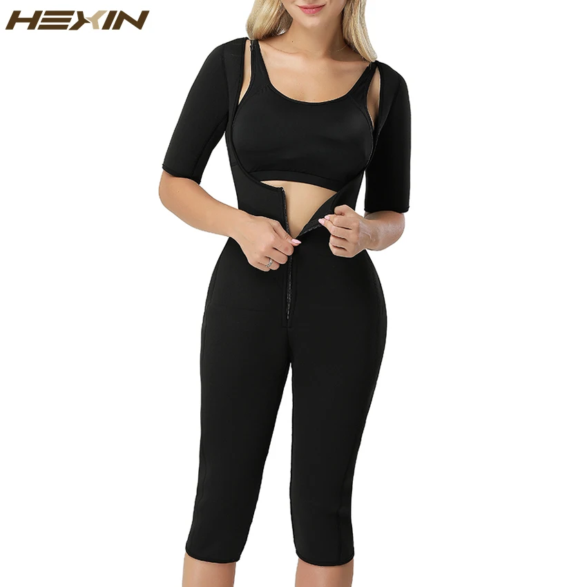 HEXIN Neo Sweat Hot Slimming Neoprene Suit With Sleeves Body Shapers For Weight Loss Sauna Workouts Fajas Shapewear with Trimmer