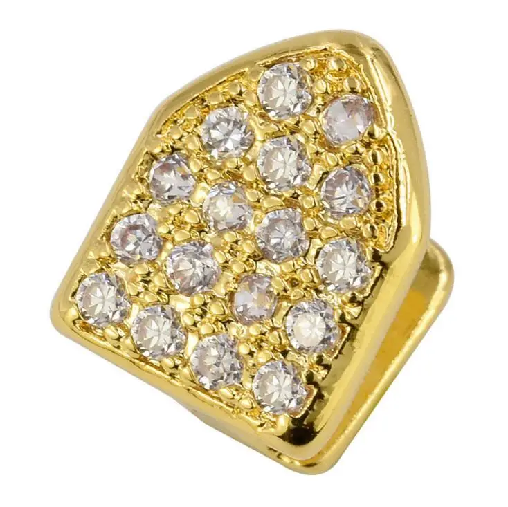

Hip Hop GRILLZ Iced Out cubic zirconia cz bling gold silver color single tooth Grills