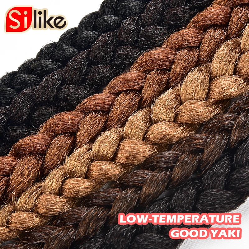 Silike 12" 18" 22" Crochet Box Braids Synthetic Hair 12 Roots Pure Colors Crochet Braiding Hair Extensions 90-100 g 1 pack/lot