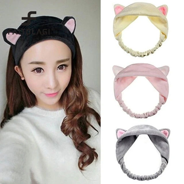 Cute Elastic Cat Ears Headbands for Women Girls Makeup Face Washing