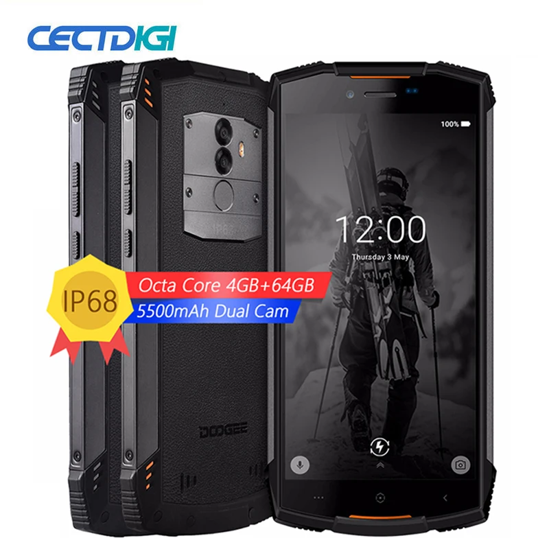 Смартфон IP68 DOOGEE S55 ОЗУ 4 Гб ПЗУ 64 водонепроницаемый двухсимочный телефон 5500 мАч