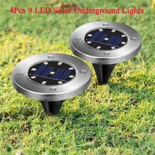 4 шт. солнечный диск огни 9 светодиодный Солнечный Путь огни Открытый водонепроницаемый сад ландшафтное освещение для двора палуба газон патио