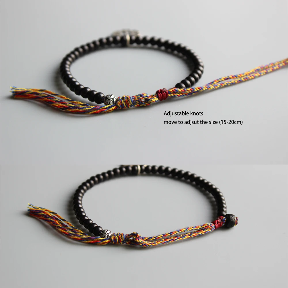 Натуральный бисер кокосовой скорлупы простой браслет с шестью истинными словами мантра Шарм тибетский лама ручной работы счастливые узлы браслет