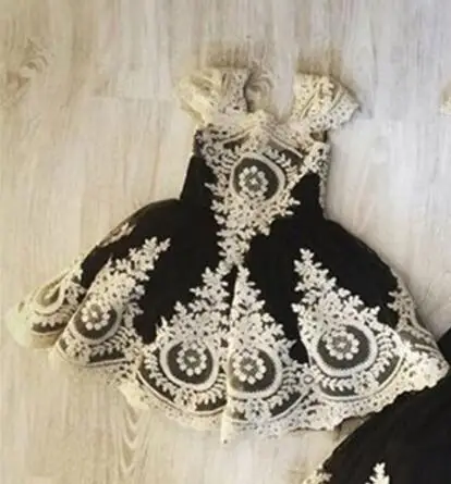 Реальные фотографии золотистые кружевные аппликации черные Мини Короткие коктейльные платья пикантный, для вечеринки платье для выпускного вечера мать и Детские вечерние платья - Цвет: Daughter dress