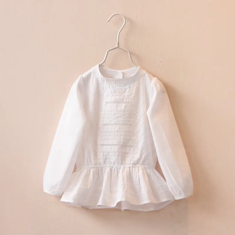 New arrival baby girls spring white blouses child long sleeve shirts