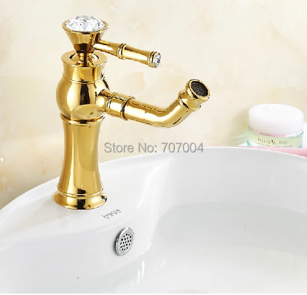 

Luxury Creative Single Lever Basin Sink Faucet Taps Deck Mounted Golden Bathroom Basin Mixer Taps