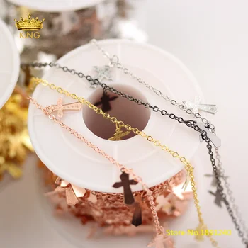 

5Meters 12mm Cross Shaped Copper Charms Chains Findings,Rosary Chains Plated Copper Trendy Chains Crafts Chokers Jewelry HX182