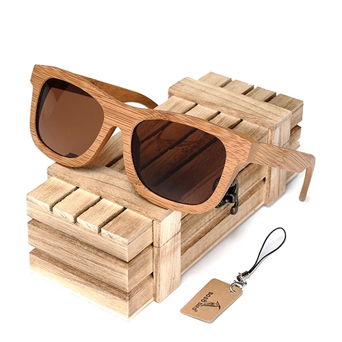 Бобо птица винтажные бамбуковые деревянные солнцезащитные очки ручной работы поляризованные зеркальные модные очки спортивные очки в деревянной коробке - Цвет линз: Brown