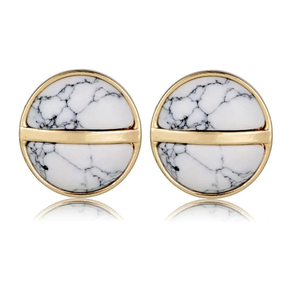 

Online Shopping India Round Marble Stone Earrings for Women Small Turquoise Stud Earrings Brincos Fashion Indian Jewelry