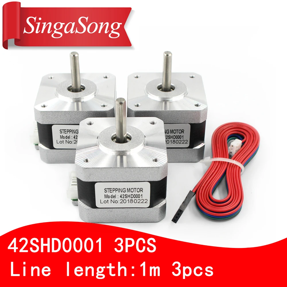 

3pcs/ lot Nema 17 Stepper Motor bipolar 4 leads 34mm 12V 1.5A 26Ncm(36.8oz.in) 3D printer motor 42SHD0001