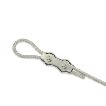 

(100PCS/lot) M2 2MM SS304 Stainless Steel Duplex Clips Stainless Steel Wire Cable Rope Grips Clamps Caliper