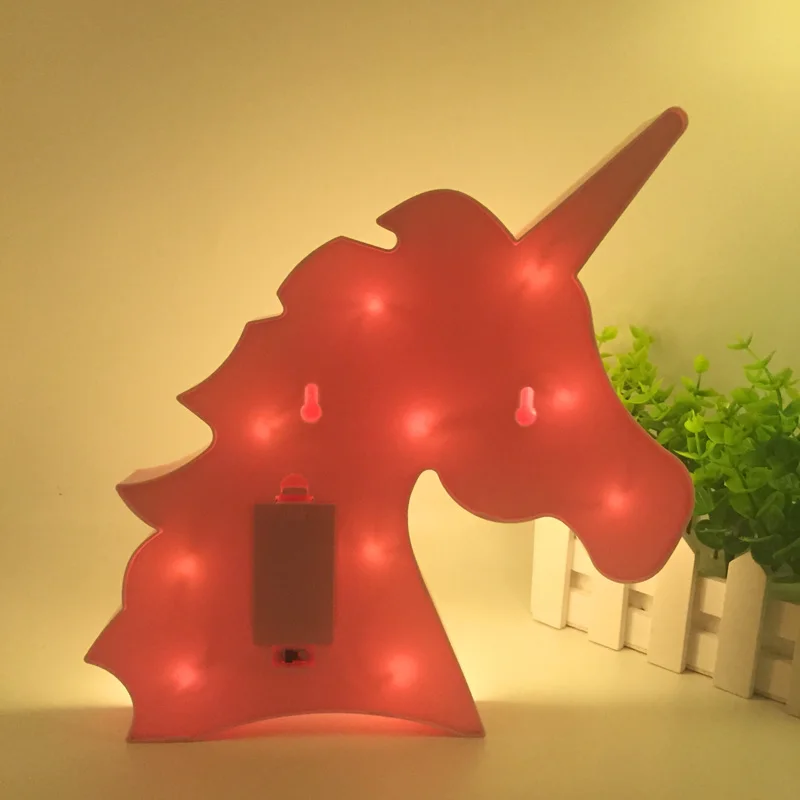 REEDBUCK 3D Unicorn Head Led Night Lights Animal Marquee Lamps Kids Gift Bedroom Table Led Lamp Party Wedding Home Decoration  (9)