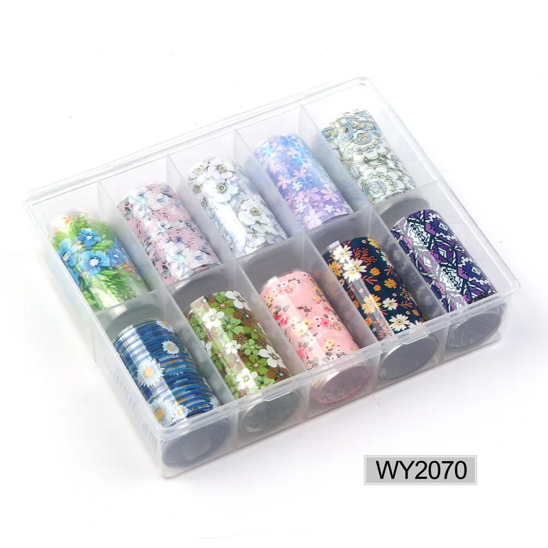 10pc/box Nail Foil Set Adhesive Transfer Sticker Rainbow Sky Sexy Leopard Personalized Pattern Slider Decoration Manicure kits