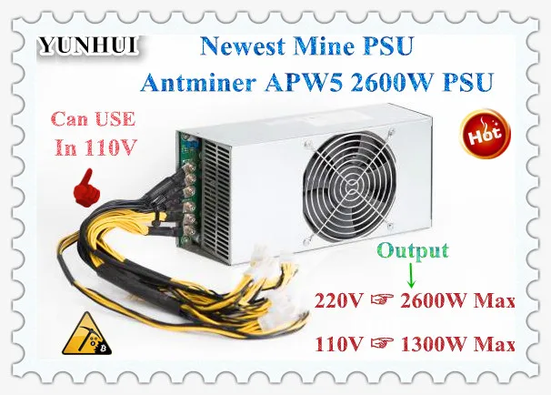 Новинка Antminer APW5 2600 Вт BITMAIN PSU 12В 216A MAX для ANTMINER Z9 Mini S9 S9i S9j L3 + D3 A3 DR3 Baikal BK X