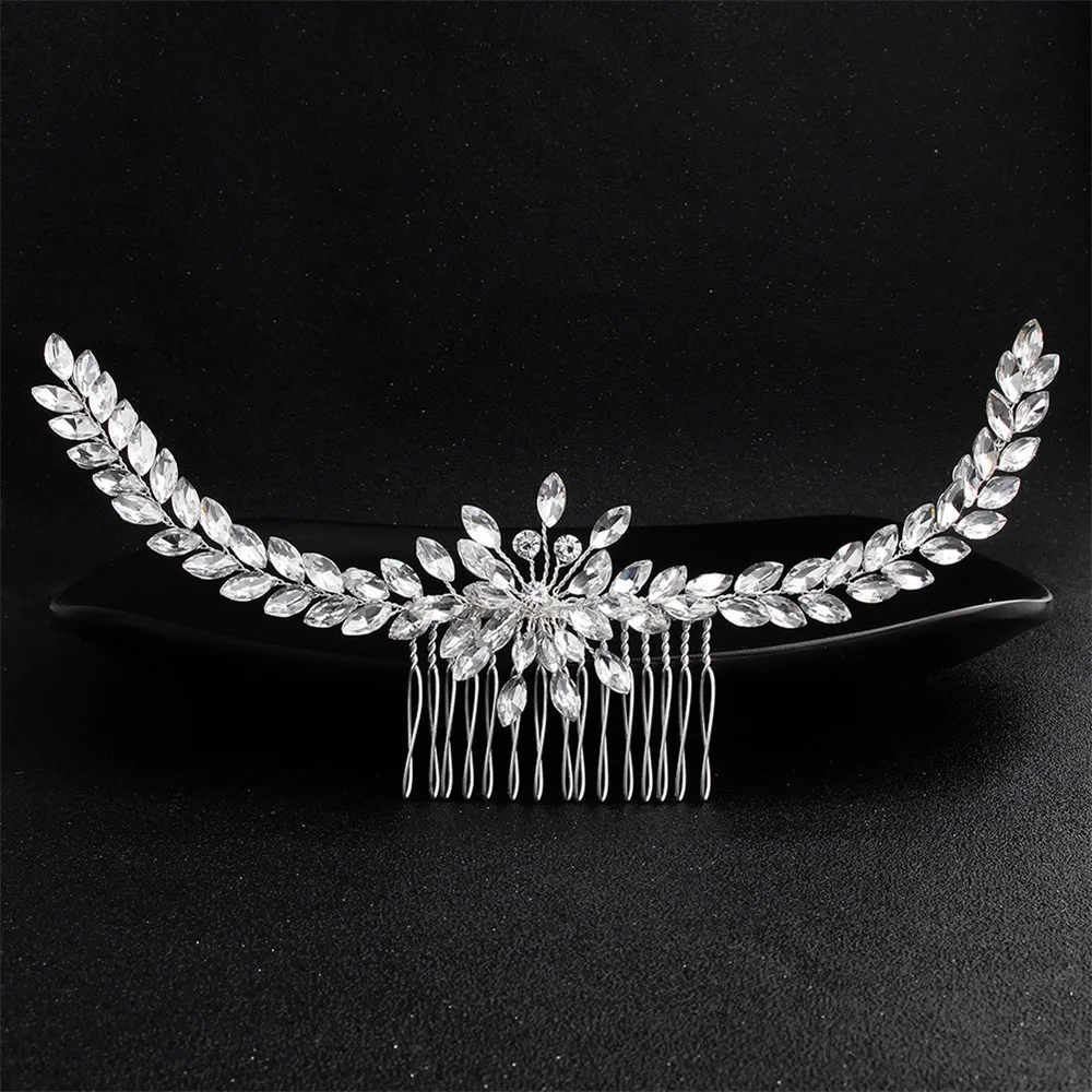 

Okily High-grade Simple Bride Hair Comb Horse Eye Rhinestone Comb Wedding Dress Banquet Headwear Accessories For Women
