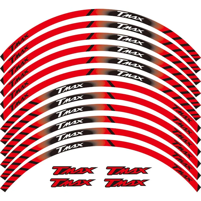 Подходит для YAMAHA TMAX TMAX500 TMAX530 500 530 15 ''12 X Bordo Spesso Esterno Rim sticker Banda Wheel sticker s - Цвет: Red